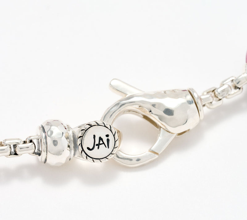 JAI Sterling Silver Gemstone Bead 2.7mm Box Chain Bracelet — View 2