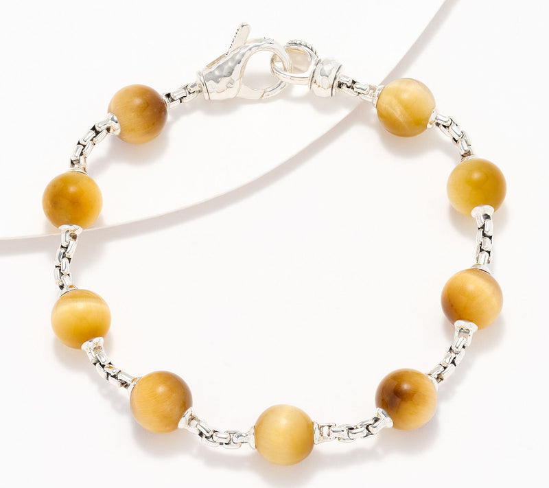 JAI Sterling Silver Gemstone Bead 2.7mm Box Chain Bracelet — View 12