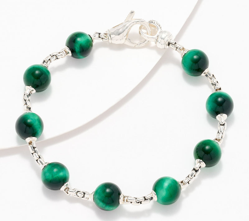 JAI Sterling Silver Gemstone Bead 2.7mm Box Chain Bracelet — View 13
