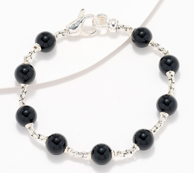 JAI Sterling Silver Gemstone Bead 2.7mm Box Chain Bracelet — View 14