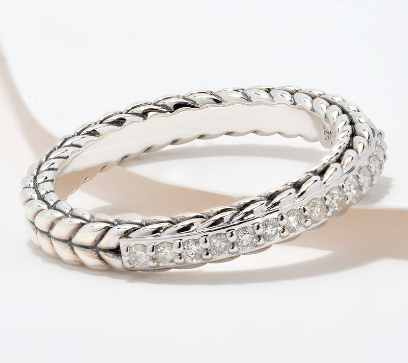 JAI Sterling Silver Pave Diamond Band Ring, 0.18 ctttw — Main view