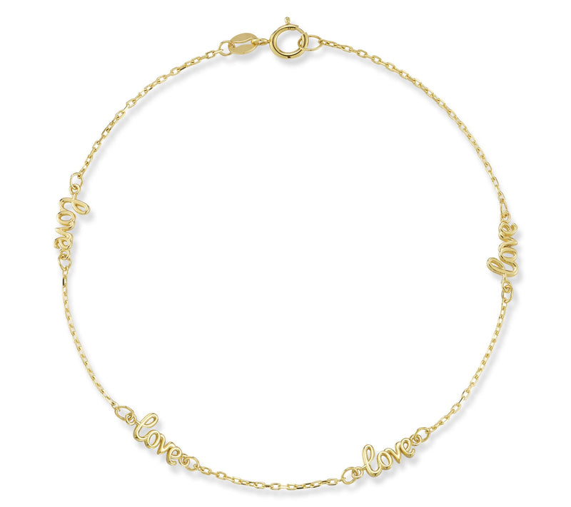 Luminosa Gold Dainty Love Script Bracelet, 14K — View 6