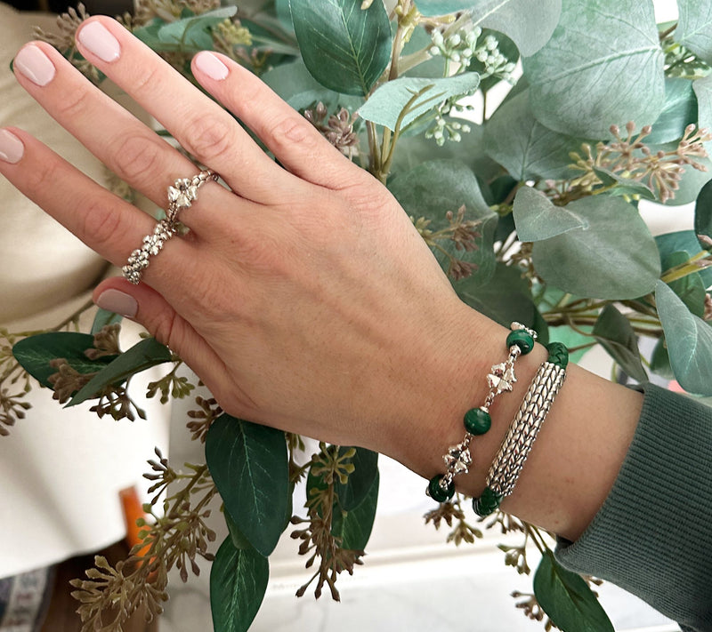 JAI Sterling Silver Clover & Malachite Bead  Bracelet — View 4