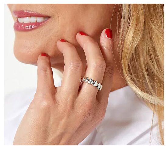 JAI Sterling Silver Symbols of Love Band Ring — View 5