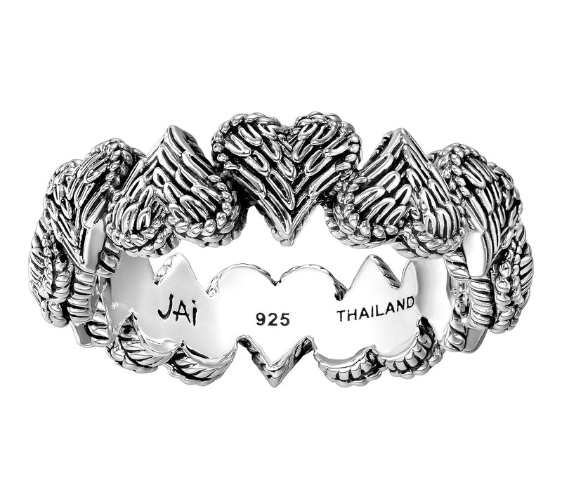 JAI Sterling Silver Symbols of Love Band Ring — View 9