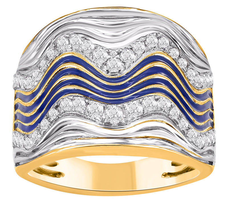 Affinity Diamonds 0.50 cttw Men's Blue Enamel Ring, 14K Gold — Main view