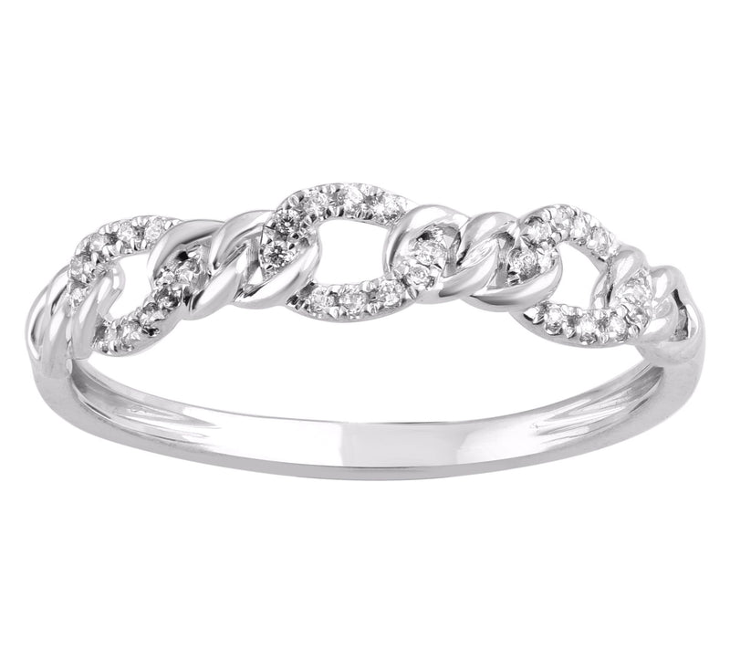 Accents by Affinity Diamond Pave Link Ring, Sterling Silver — View 3