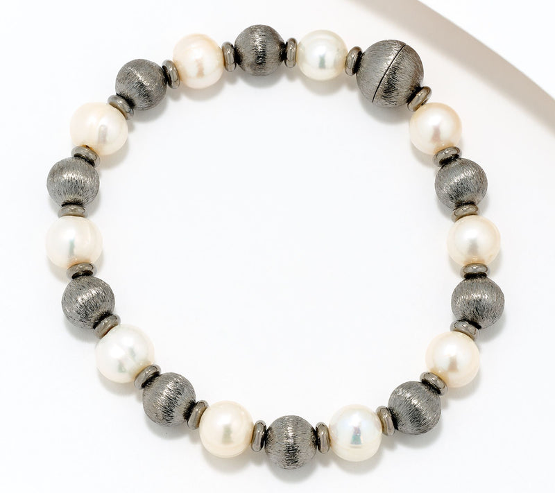 Honora Cultured Pearl Magnetic Satin Bead Bracelet, Bronze — View 9