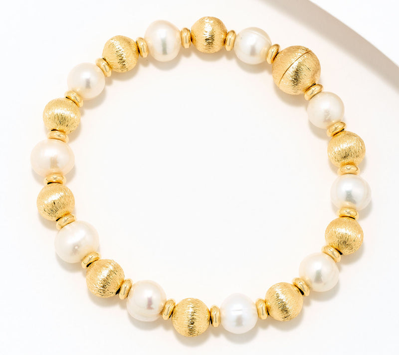 Honora Cultured Pearl Magnetic Satin Bead Bracelet, Bronze — View 12