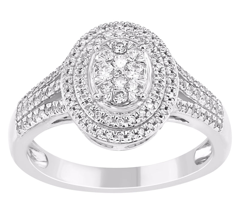 Affinity Diamonds 0.50 cttw Double Halo Ring, Sterling Silver — Main view