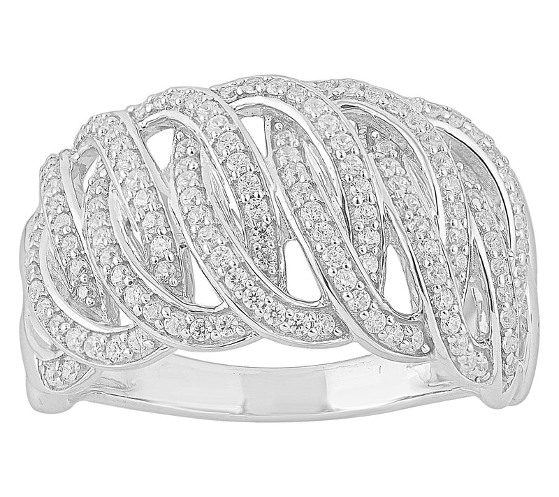 Affinity Diamonds 0.50 cttw Pave Oval Link Ring, Sterling — Main view