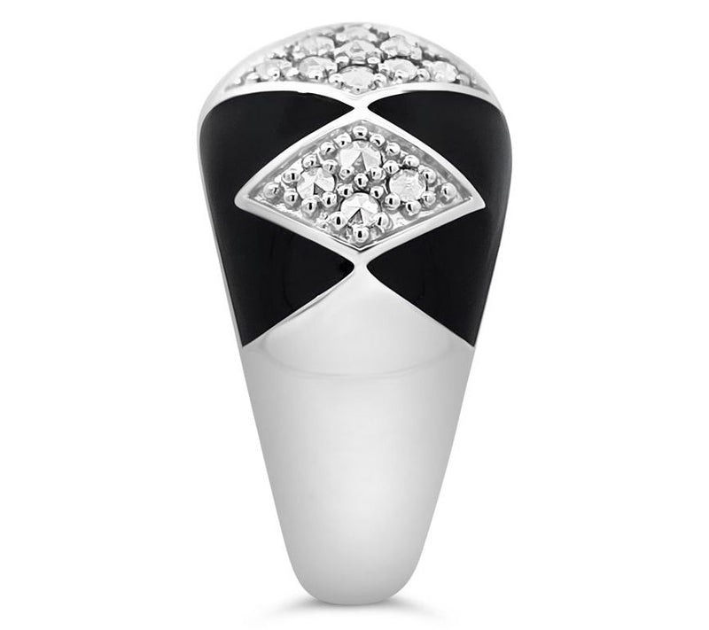 Dallas Prince Sterling Chrome Marcasite & Enamel Deco Ring — View 4