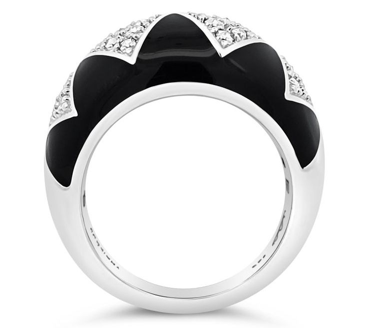 Dallas Prince Sterling Chrome Marcasite & Enamel Deco Ring — View 3