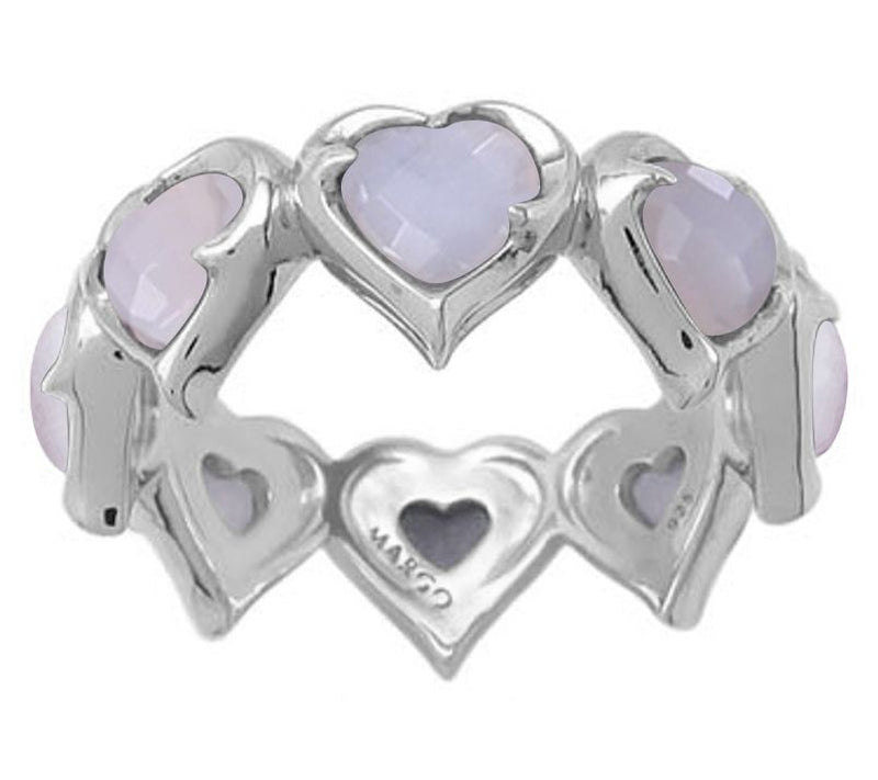 Margo Manhattan Sterling Moonstone & Spinel Love Ring Set — View 2