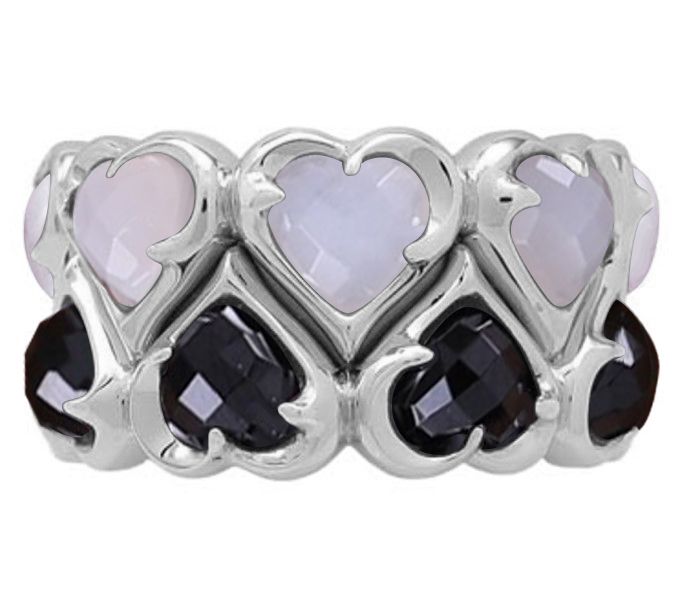 Margo Manhattan Sterling Moonstone & Spinel Love Ring Set — Main view
