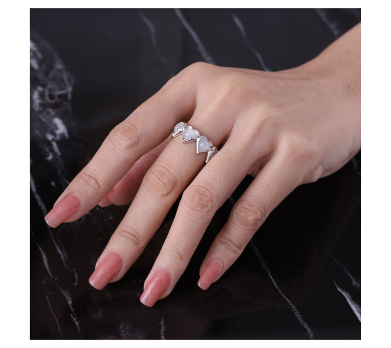Margo Manhattan Sterling Moonstone & Spinel Love Ring Set — View 5