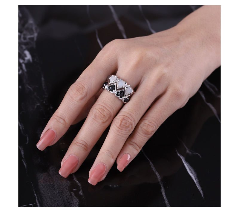 Margo Manhattan Sterling Moonstone & Spinel Love Ring Set — View 4