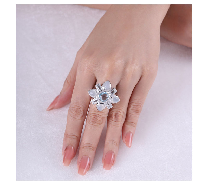 Margo Manhattan Sterling Topaz & Moonstone Jackie Ring — View 3