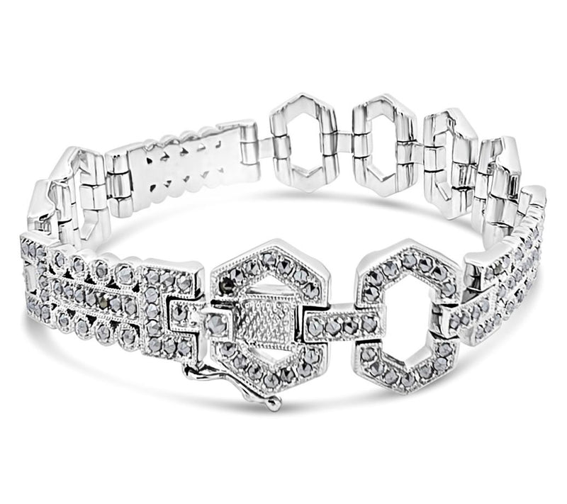 Dallas Prince Sterling Chrome Marcasite Fancy Link Bracelet — View 2