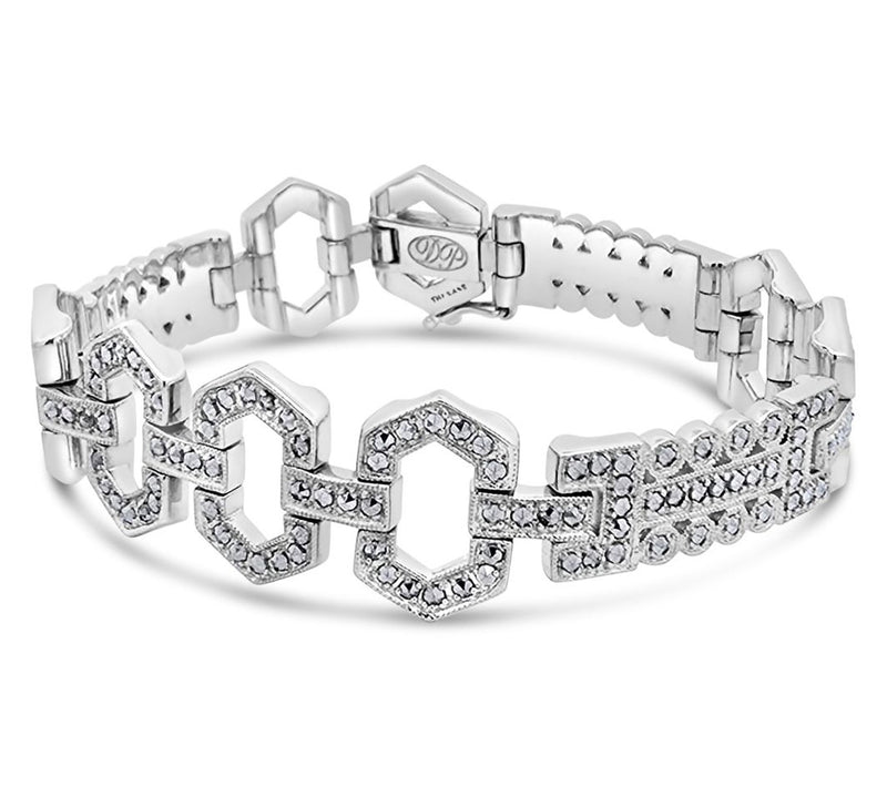 Dallas Prince Sterling Chrome Marcasite Fancy Link Bracelet — Main view