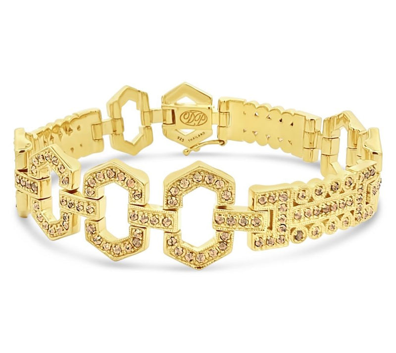 Dallas Prince 14K Gold Clad Marcasite Fancy Link Bracelet — Main view