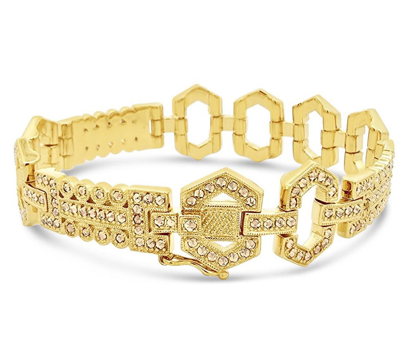 Dallas Prince 14K Gold Clad Marcasite Fancy Link Bracelet — View 2