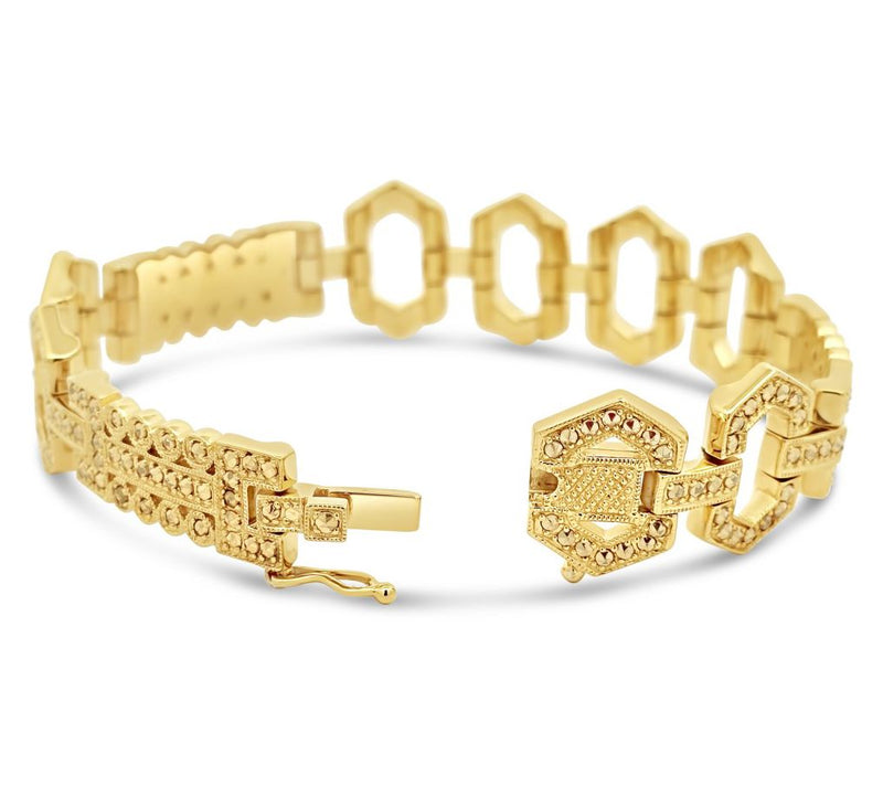 Dallas Prince 14K Gold Clad Marcasite Fancy Link Bracelet — View 4