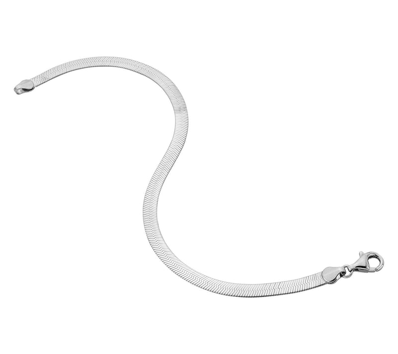 Silver Style 4mm Herringbone Chain Bracelet, Sterling — View 7