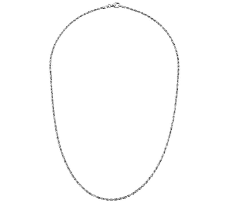 Silver Style 2mm Solid Rope Chain Necklace, Sterling — View 9