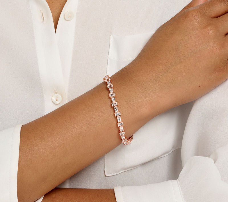 Diamonique x Kathy Levine Rapture Baguette Bracelet, Sterl — View 5