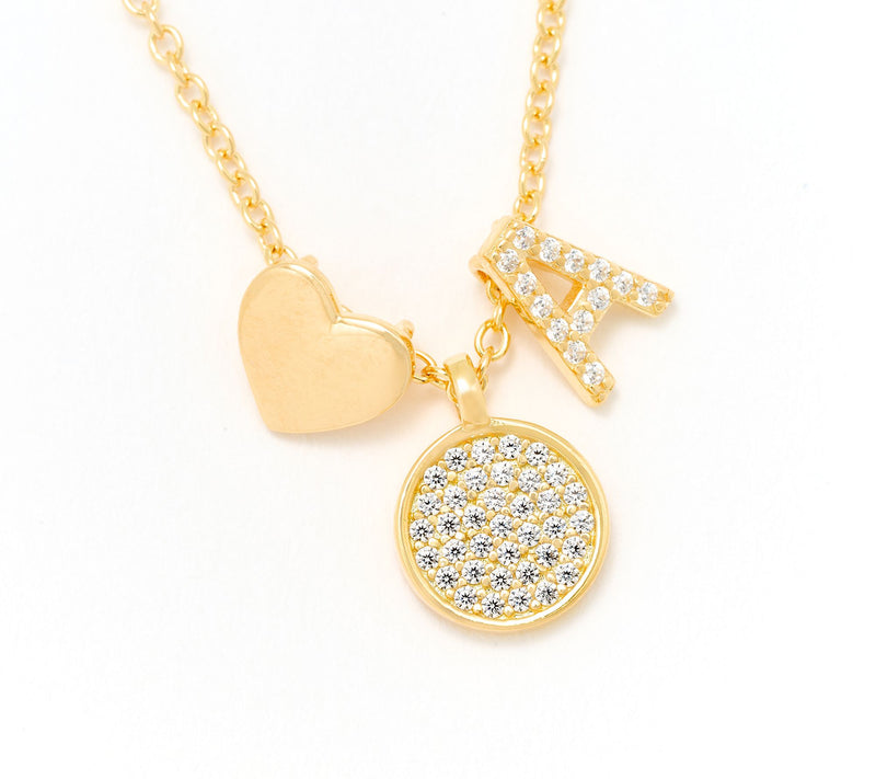 Diamonique x Kathy Levine Sentimental Necklace, 14K Gold Plated — View 32