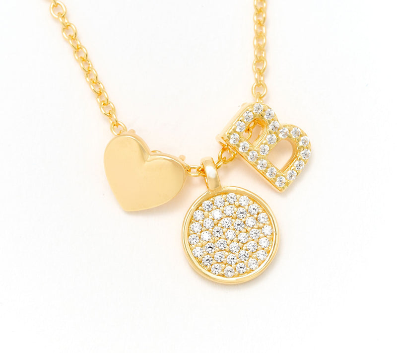 Diamonique x Kathy Levine Sentimental Necklace, 14K Gold Plated — View 33