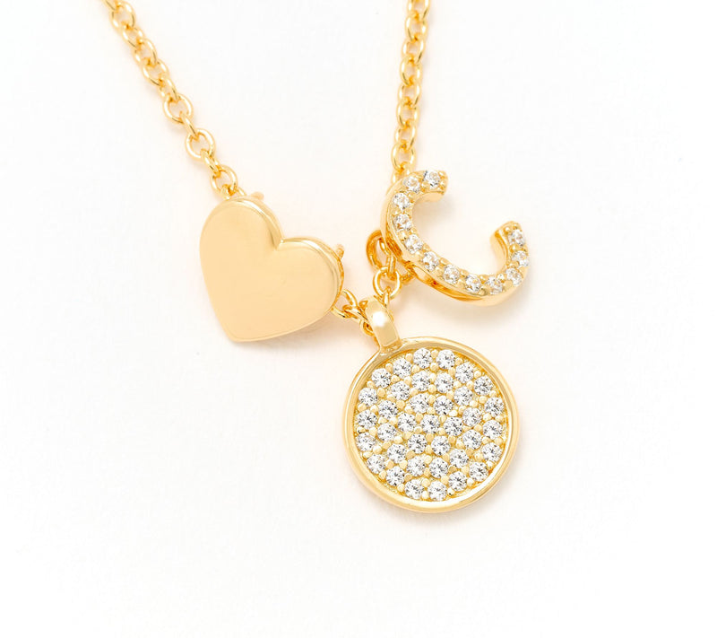 Diamonique x Kathy Levine Sentimental Necklace, 14K Gold Plated — View 34