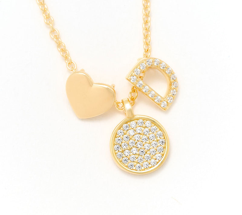 Diamonique x Kathy Levine Sentimental Necklace, 14K Gold Plated — View 35
