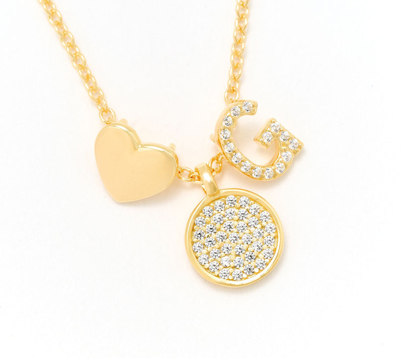 Diamonique x Kathy Levine Sentimental Necklace, 14K Gold Plated — View 38