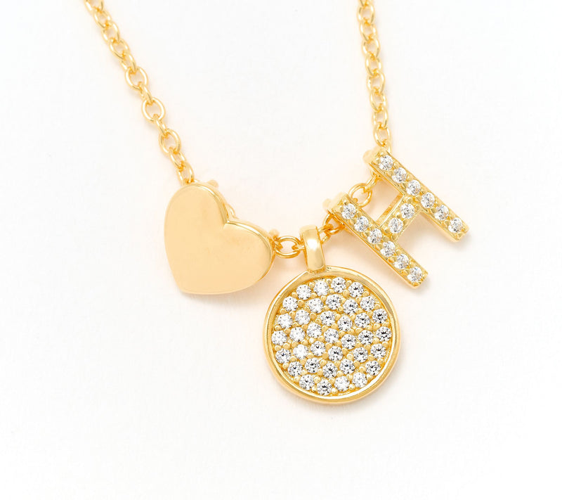 Diamonique x Kathy Levine Sentimental Necklace, 14K Gold Plated — View 39