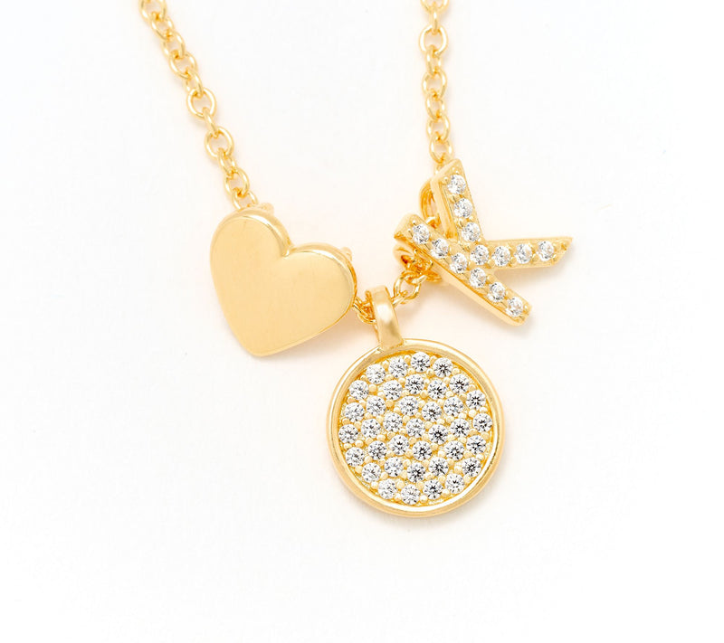 Diamonique x Kathy Levine Sentimental Necklace, 14K Gold Plated — View 42