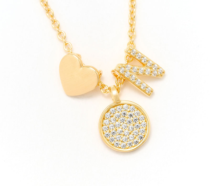 Diamonique x Kathy Levine Sentimental Necklace, 14K Gold Plated — View 45