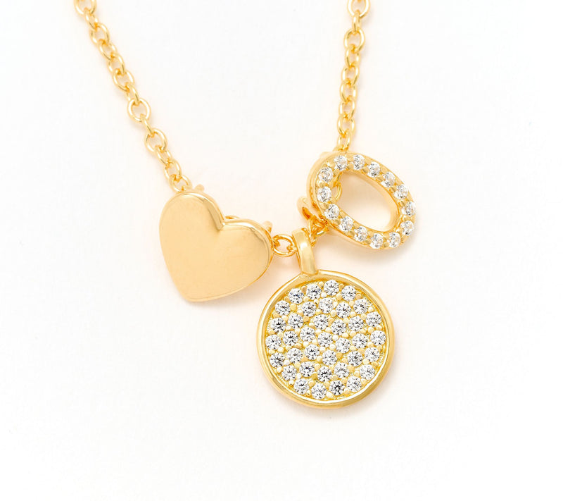 Diamonique x Kathy Levine Sentimental Necklace, 14K Gold Plated — View 46