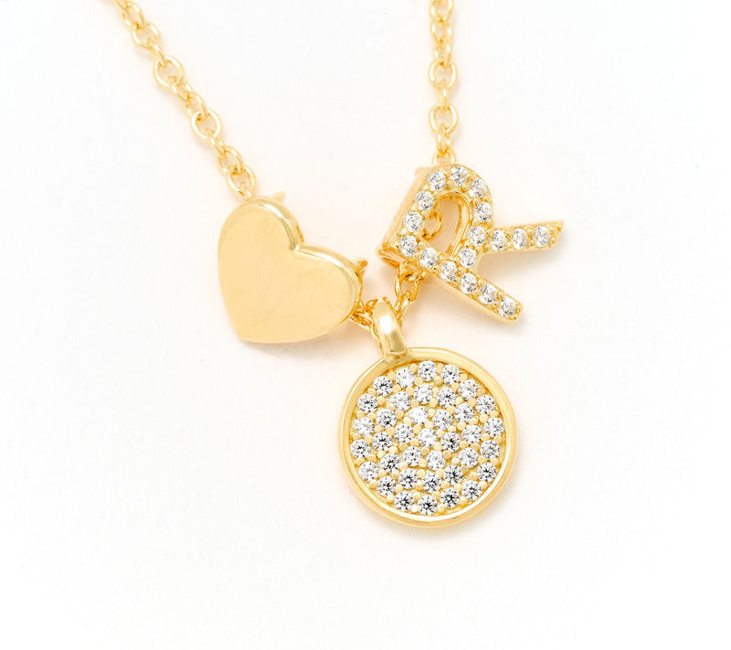Diamonique x Kathy Levine Sentimental Necklace, 14K Gold Plated — View 49