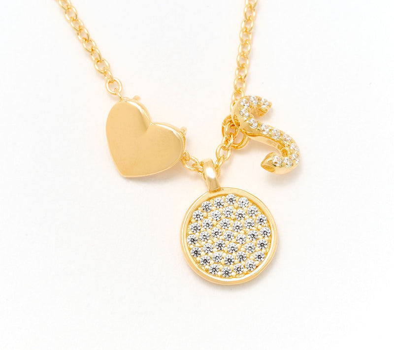 Diamonique x Kathy Levine Sentimental Necklace, 14K Gold Plated — View 50