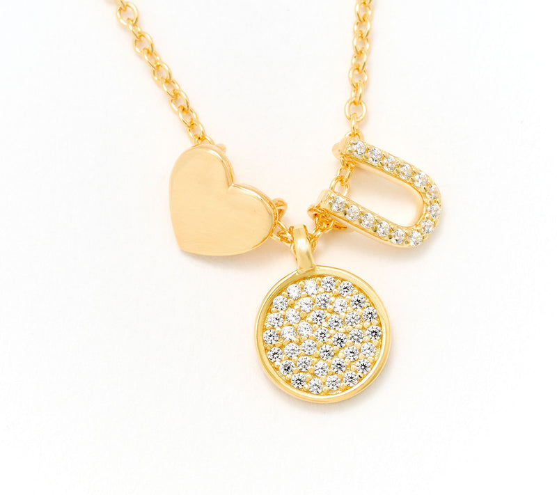 Diamonique x Kathy Levine Sentimental Necklace, 14K Gold Plated — View 52