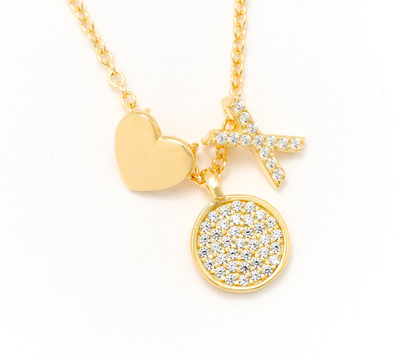 Diamonique x Kathy Levine Sentimental Necklace, 14K Gold Plated — View 55