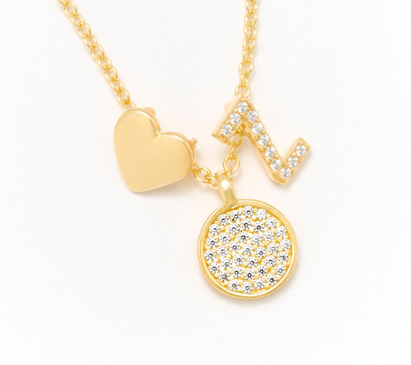 Diamonique x Kathy Levine Sentimental Necklace, 14K Gold Plated — View 57
