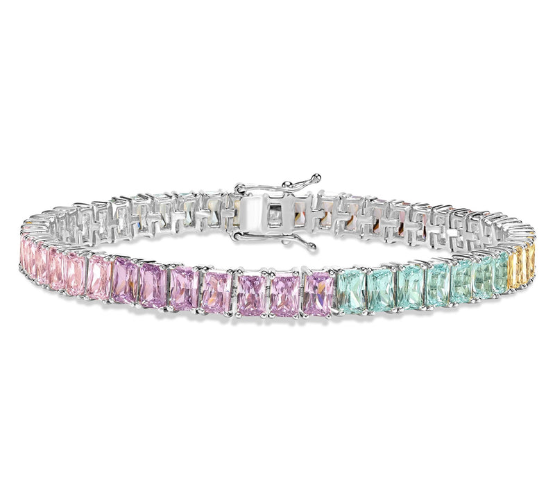 Diamonique x Kathy Levine Pastel Tennis Bracelet, Sterling — View 6