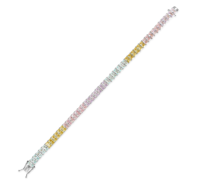 Diamonique x Kathy Levine Pastel Tennis Bracelet, Sterling — View 3