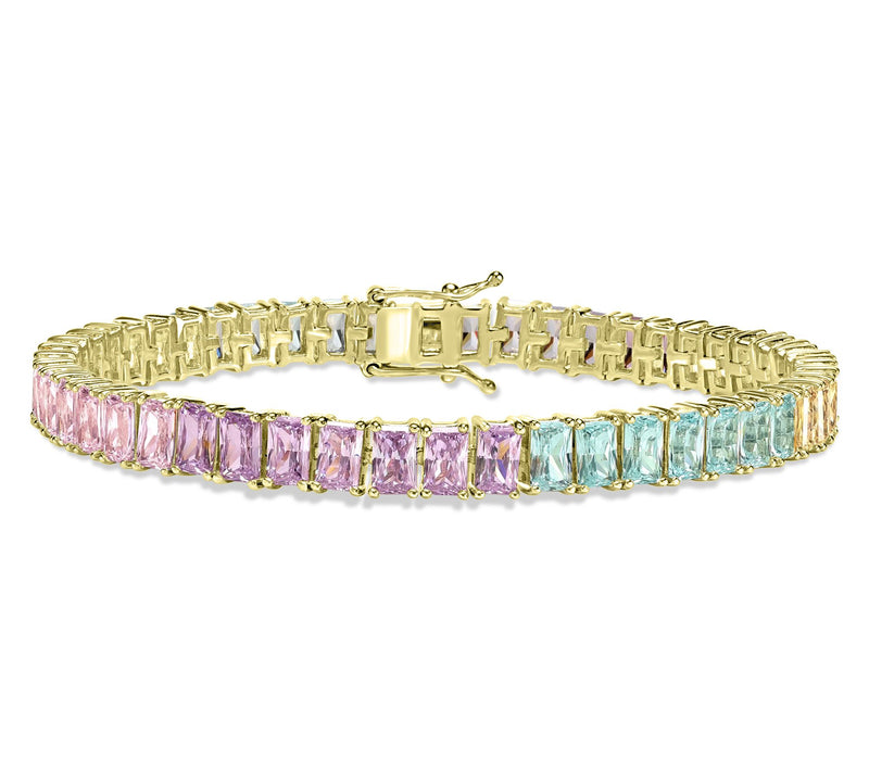 Diamonique x Kathy Levine Pastel Tennis Bracelet, Sterling — View 2