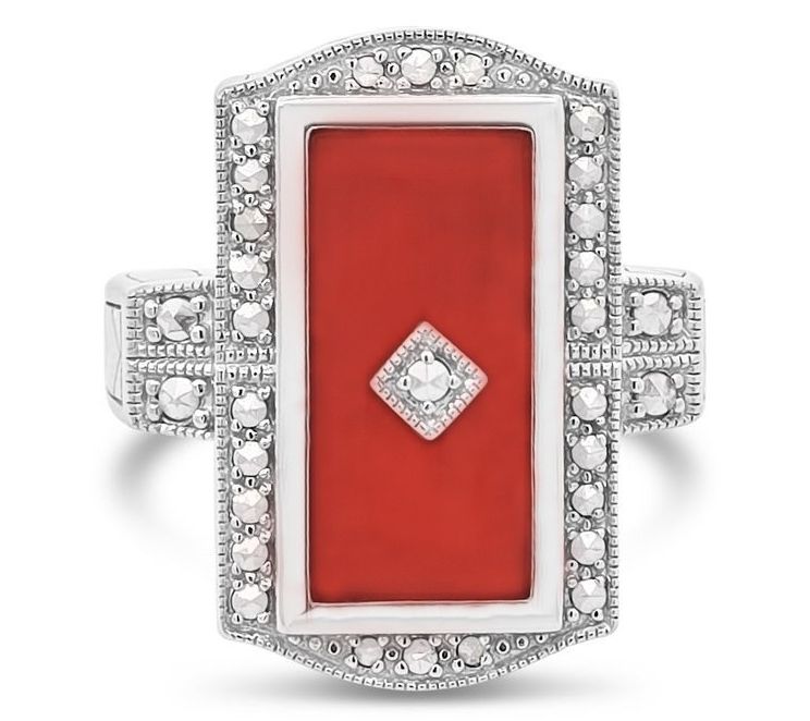 Dallas Prince Sterling Marcasite Gemstone DecoArchitect Ring — Main view