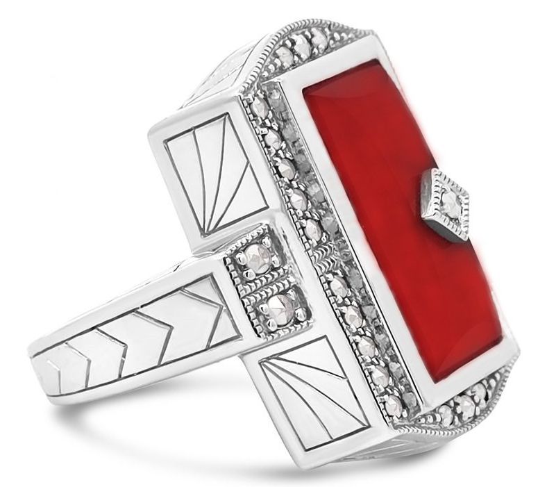 Dallas Prince Sterling Marcasite Gemstone DecoArchitect Ring — View 6