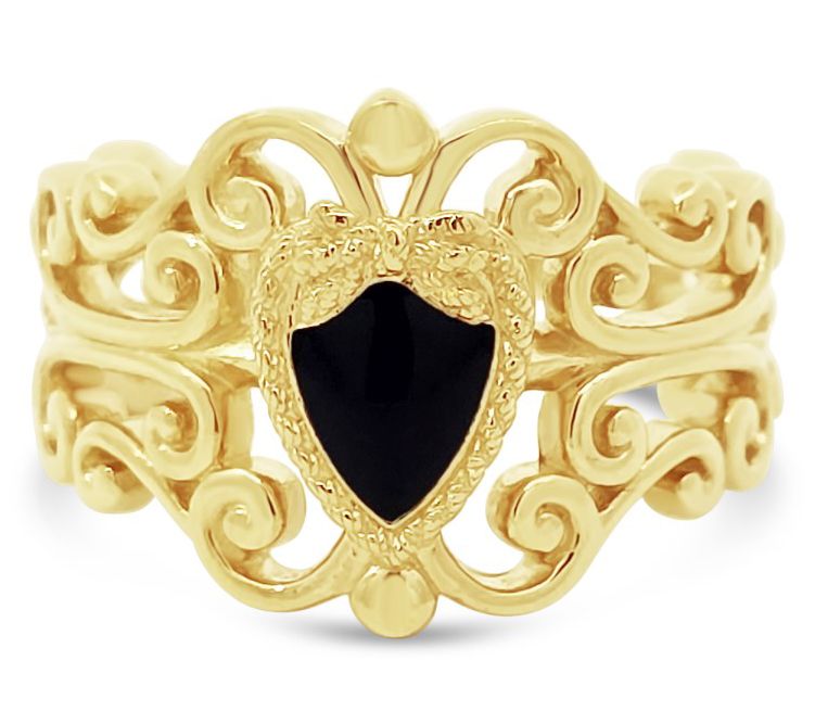 Goddaughters 14K Clad Love Knot Heart Enamel Renaissance Ring — View 3